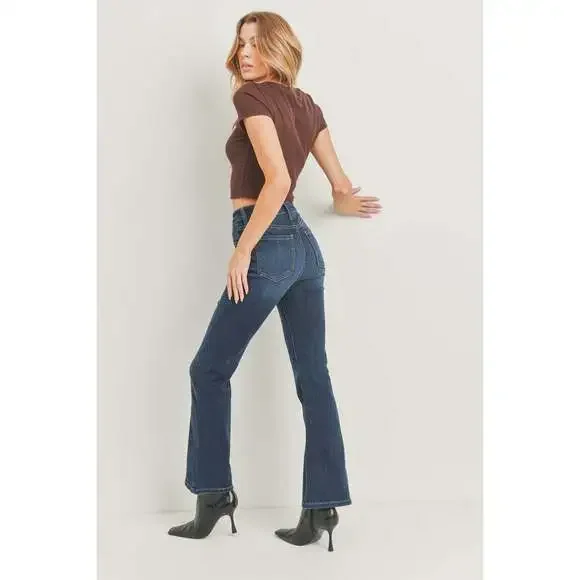 High Rise Jeans Petite Classic Flare Dark Denim - Picture 4 of 13